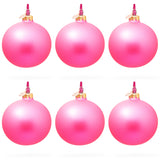 Glass Set of 6 Solid Pink Glass Ball Christmas Ornaments 3.25 Inches in Pink color Round