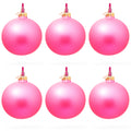 Set of 6 Solid Pink Glass Ball Christmas Ornaments 3.25 Inches in Pink color Round