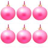 Set of 6 Solid Pink Glass Ball Christmas Ornaments 3.25 Inches in Pink color Round