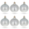 Glass Set of 6 Matte White Glass Ball Christmas Ornaments 3.25 Inches in White color Round