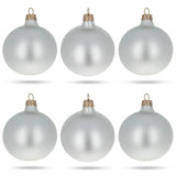 Set of 6 Matte White Glass Ball Christmas Ornaments 3.25 Inches in White color, Round shape