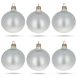 Set of 6 Matte White Glass Ball Christmas Ornaments 3.25 Inches in White color, Round shape