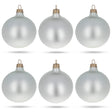 Glass Set of 6 Matte White Glass Ball Christmas Ornaments 3.25 Inches in White color Round