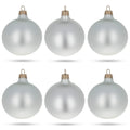 Set of 6 Matte White Glass Ball Christmas Ornaments 3.25 Inches in White color Round