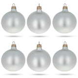 Glass Set of 6 Matte White Glass Ball Christmas Ornaments 3.25 Inches in White color Round