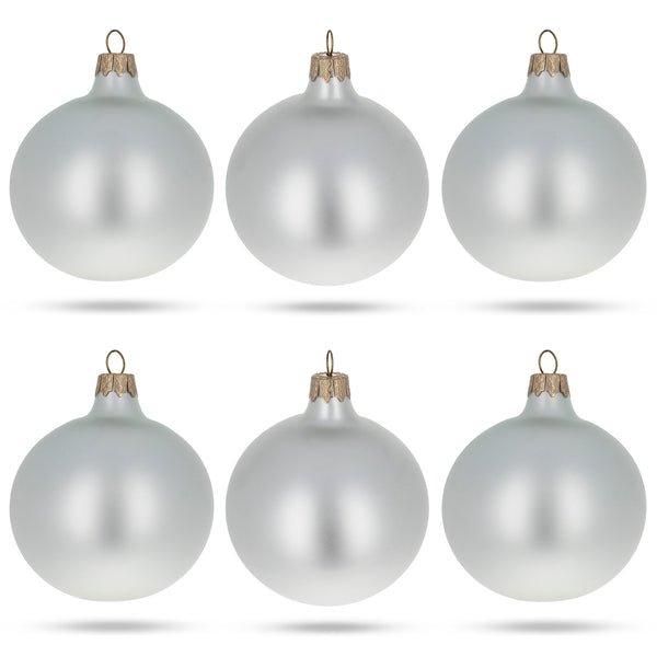 Set of 6 Matte White Glass Ball Christmas Ornaments 3.25 Inches by BestPysanky