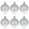 Set of 6 Matte White Glass Ball Christmas Ornaments 3.25 Inches in White color, Round shape