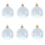Set of 6 White Glossy Glass Ball Christmas Ornaments 3.25 Inches in White color, Round shape