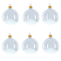 Set of 6 White Glossy Glass Ball Christmas Ornaments 3.25 Inches in White color Round