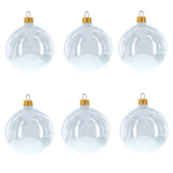 Set of 6 White Glossy Glass Ball Christmas Ornaments 3.25 Inches in White color Round