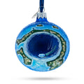 The Great Blue Hole, Belize Glass Ball Christmas Ornament 3.25 Inches in Multi color Round