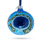 The Great Blue Hole, Belize Glass Ball Christmas Ornament 3.25 Inches in Multi color, Round shape