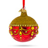 Glass Radiant Elegance: Glittered Golden Top Red Bottom Blown Glass Ball Christmas Ornament 3.25 Inches in Red color Round