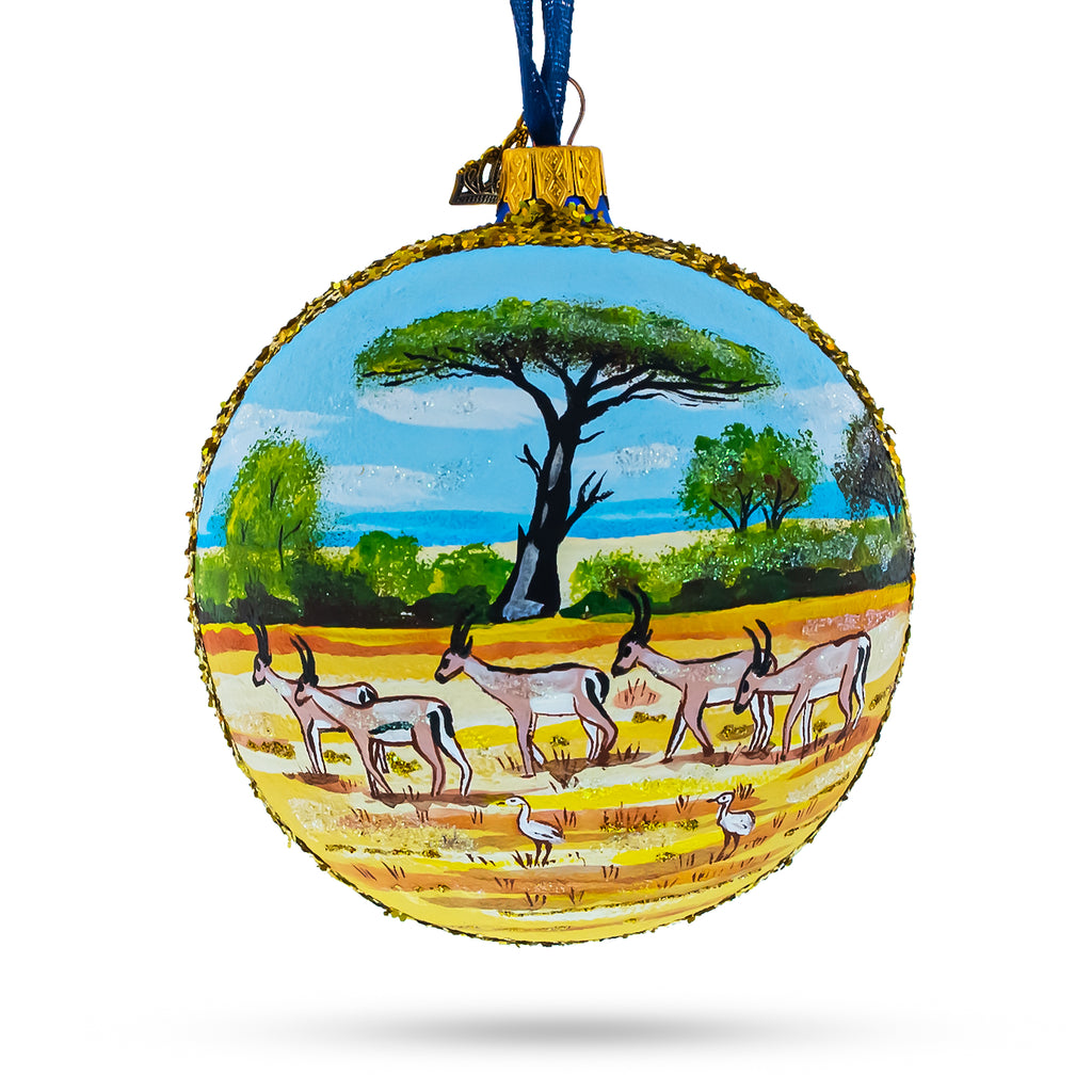 Kruger National Park, South Africa Glass Ball Christmas Ornament 4 Inches in Multi color Round