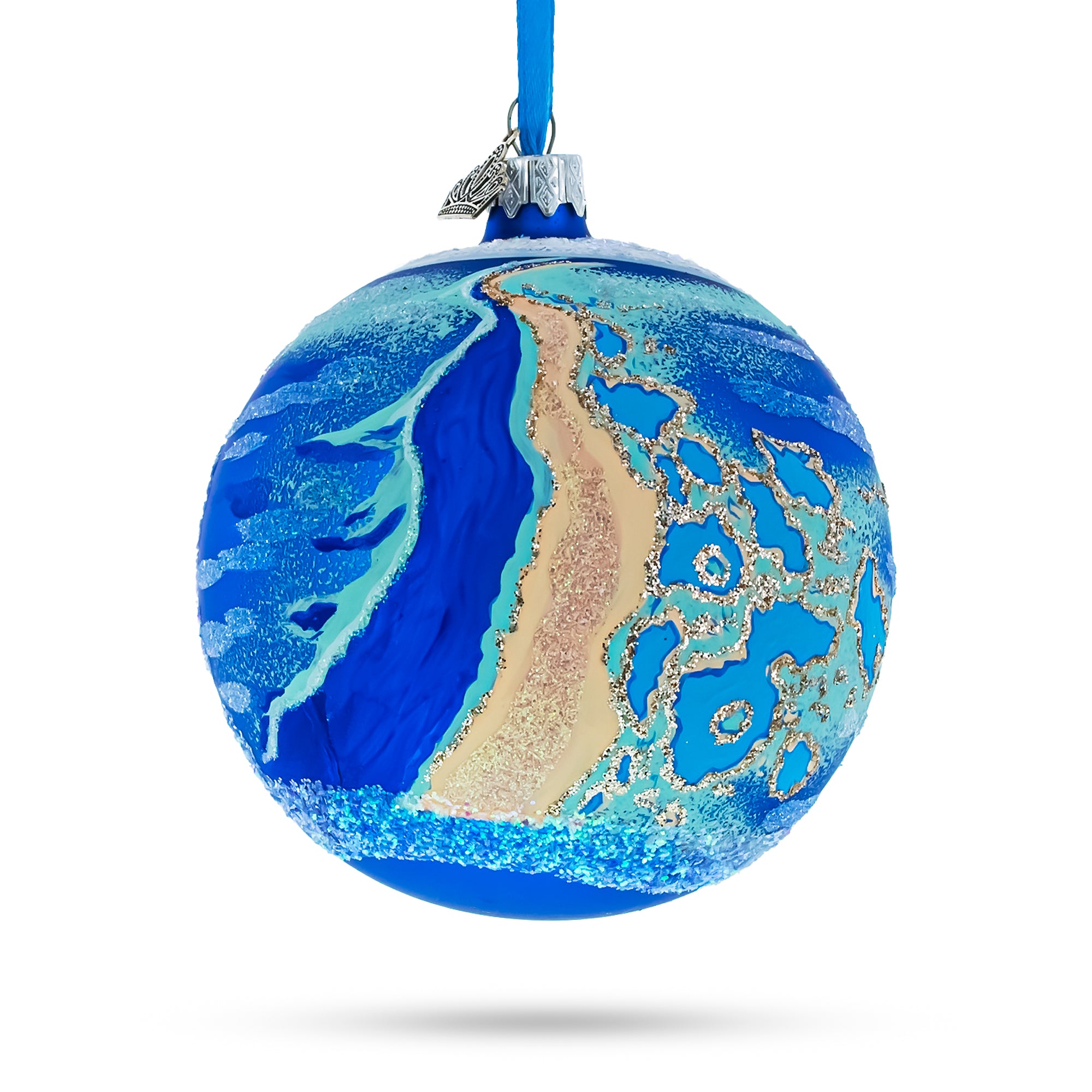 Great Barrier Reef, Australia Glass Ball Christmas Ornament 4 Inches in Multi color Round