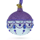 Glittered Purple Top Glass Ball Christmas Ornament 3.25 Inches in Purple color Round