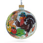 Glass Gobble Up the Joy: Turkey in Hat Thanksgiving Blown Glass Ball Christmas Ornaments 4 Inches in Multi color Round
