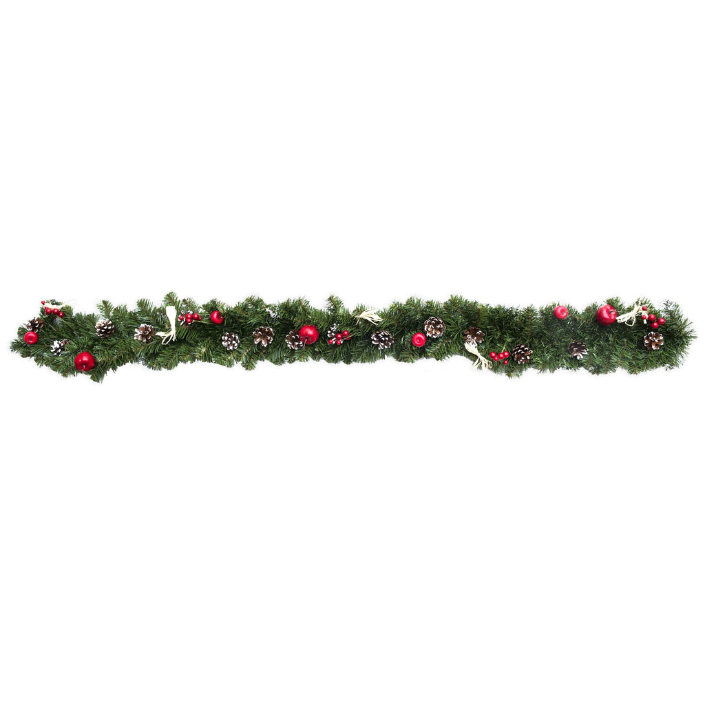Ukrainian Christmas Garland w. Straw Bows, Apples & Pine Cones 59 InchesUkraine , dimensions in inches: 59 x 59 x