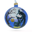 Wickedly Delightful: The Witch on Halloween Glass Ball Christmas Ornament 4 Inches in Blue color, Round shape