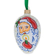 Santa Holding Candle Glass Egg Ornament 4 Inches in White color, Oval shape