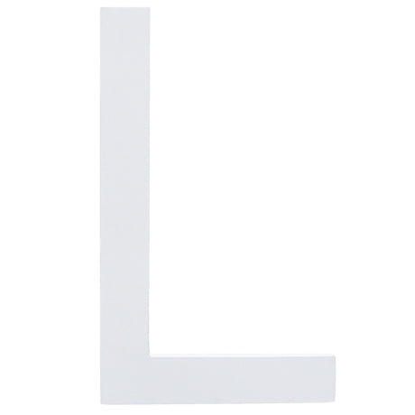 Arial Font White Painted MDF Wood Letter L (6 Inches) in White color,  shape