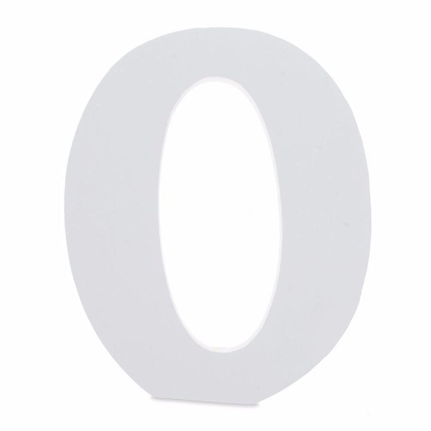 Courier Font White Color Wooden Number 0 (6 Inches) in White color