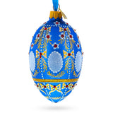 1908 Alexander Palace Royal Egg Glass Ornament 4 Inches in Blue color, Oval shape