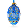 1908 Alexander Palace Royal on Blue Egg Glass Ornament 4 Inches in Blue color Oval