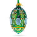 1908 Alexander Palace Royal on Green Egg Glass Ornament 4 Inches in Green color Oval