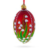 Glass 1898 Lilies of the Valley Royal Egg Glass Ornament 4 Inches in Red color Oval