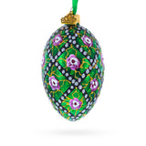 1907 Rose Trellis Royal Egg Glass Ornament 4 Inches in Green color Oval