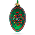 Green Geometric Ukrainian Egg Glass Christmas Ornament 4 Inches in Green color, Oval shape