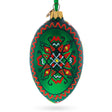 Green Geometric Ukrainian Egg Glass Christmas Ornament 4 Inches in Green color Oval