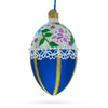 Flowers on Beige and Blue Glass Egg Christmas Ornament 4 Inches by BestPysanky