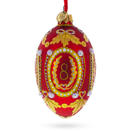 Glass 1893 Caucasus Royal Egg Glass Ornament 4 Inches in Red color Oval