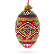 Red Geometric Ukrainian Egg Glass Christmas Ornament 4 Inches in Red color Oval