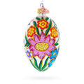 Colorful Flowers Glass Egg Ornament 4 Inches in Multi color Oval