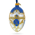 1903 Royal Danish Glass Egg Ornament 4 Inches in Blue color Oval