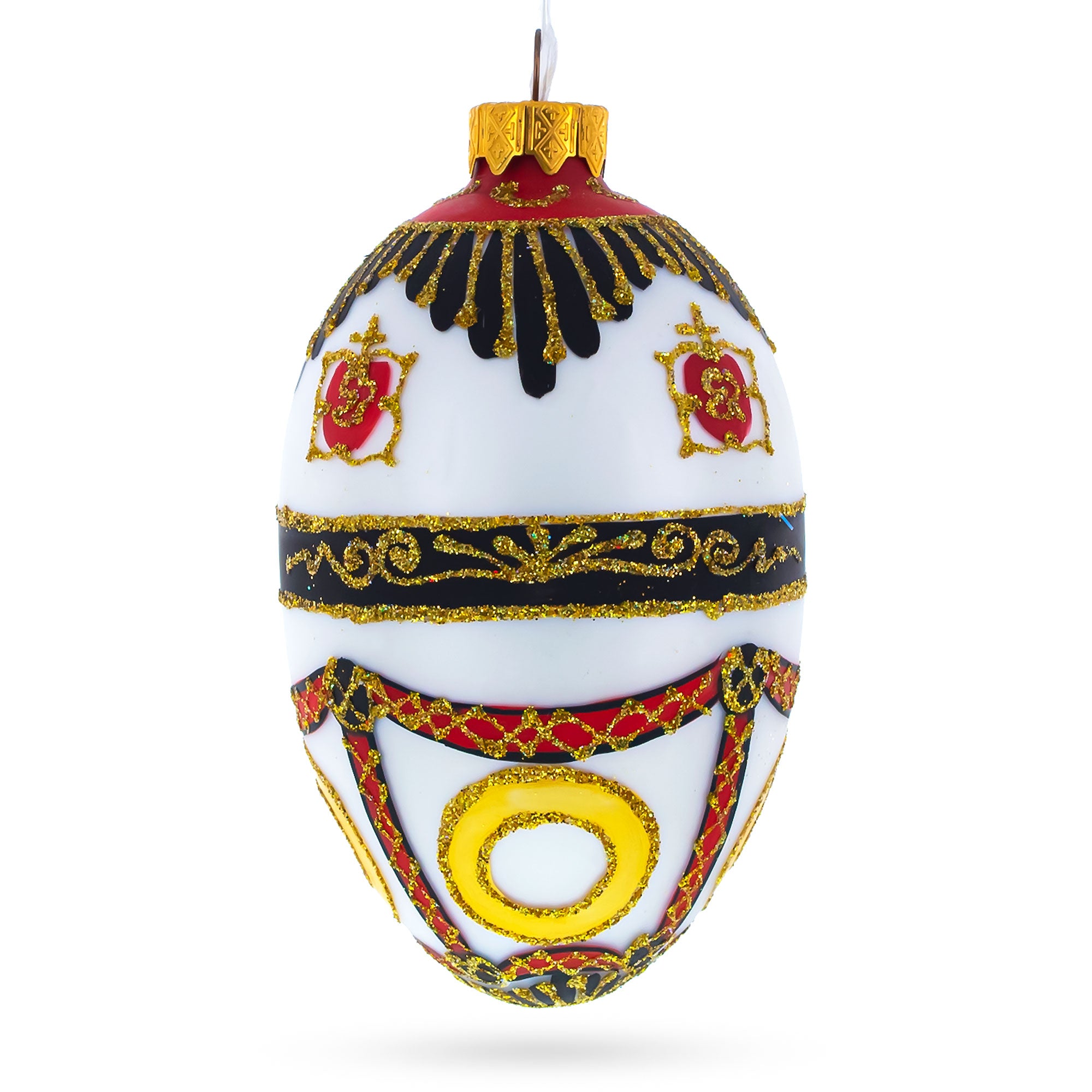 Coat of Arms Royal Egg Glass Christmas Ornament 4 Inches in Multi color Oval