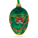 1899 Pansy Royal Egg Glass Ornament 4 Inches in Green color, Oval shape