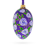Purple Garden Flowers Egg Glass Ornament 4 Inches in Purple color Oval