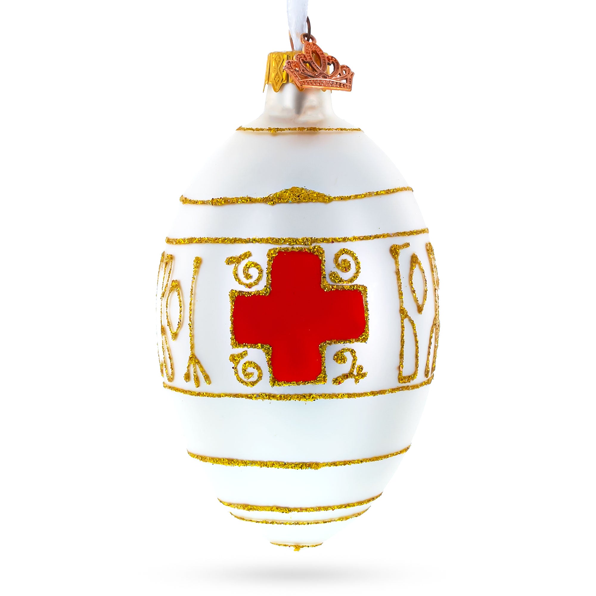 1915 Red Cross Portraits Royal Egg Glass Ornament 4 Inches in White color Oval