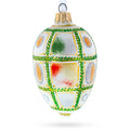 1911 Fifteenth Anniversary Royal Egg Glass Ornament 4 Inches in White color Oval