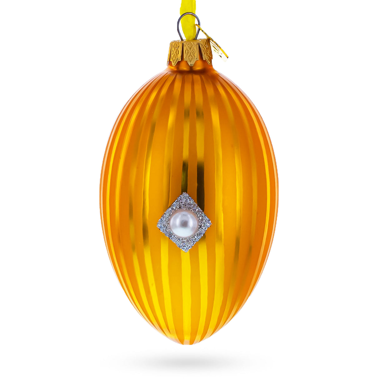 1887 Third Imperial Royal Egg Glass Ornament 4 Inches in Gold color, Oval shape