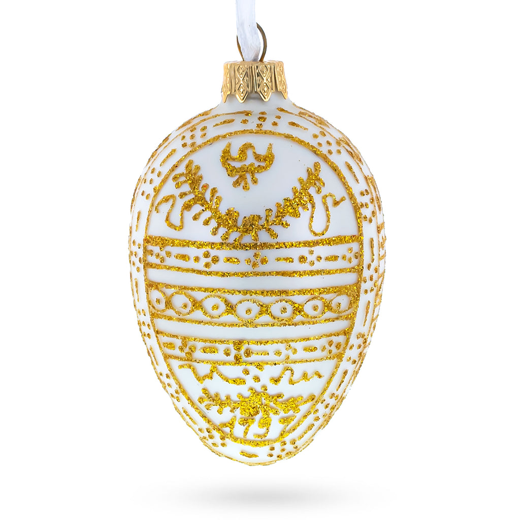1898 Pelican Royal Egg Glass Ornament 4 Inches in White color Oval