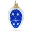 Blue On White Royal Egg Glass Ornament 4 Inches in Blue color Oval