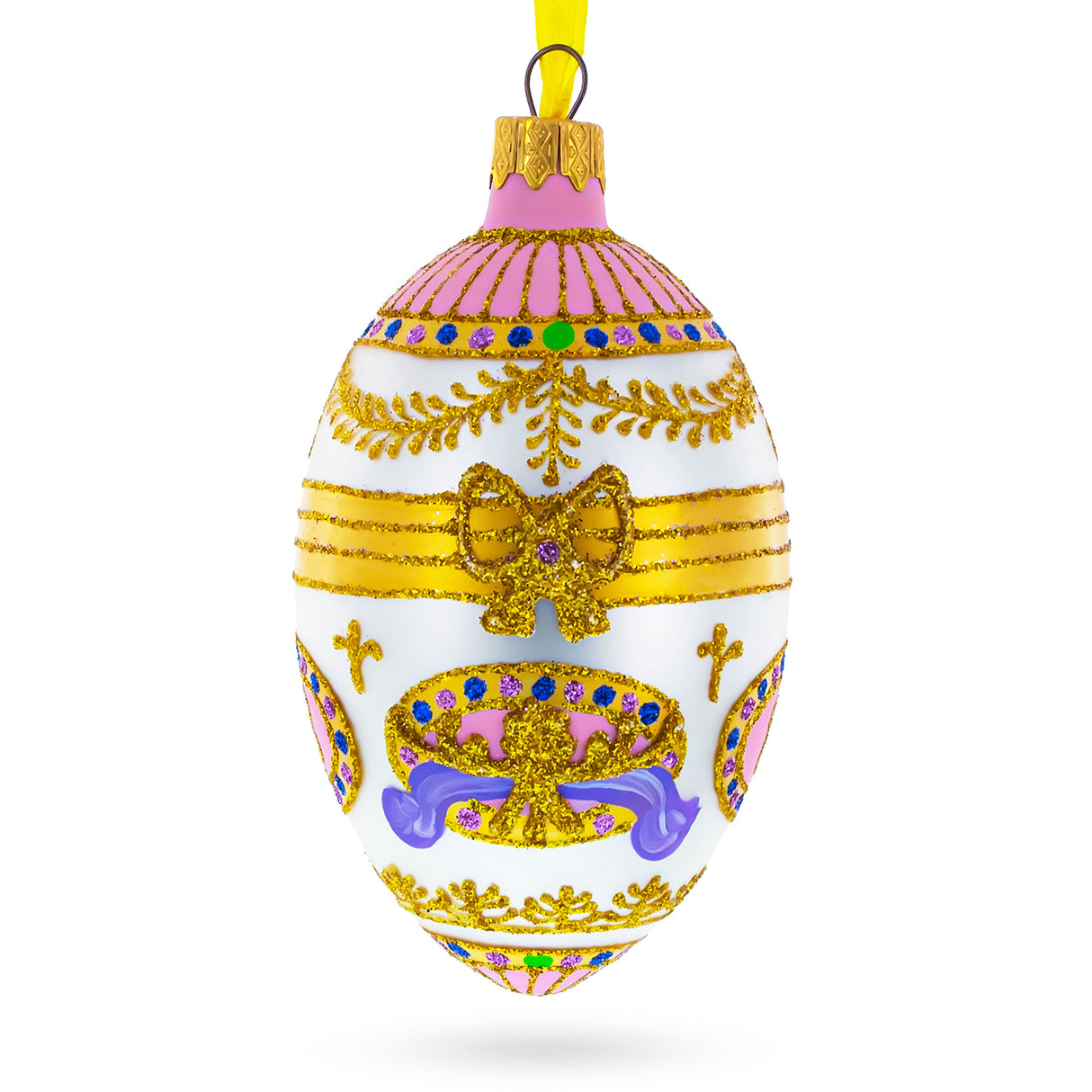 Glass 1903 Bonbonniere Royal Egg Glass Ornament 4 Inches in Gold color Oval