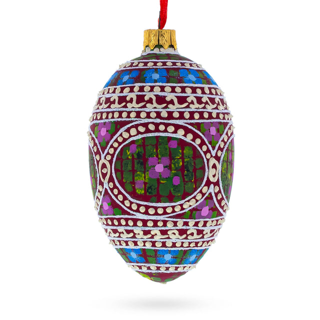 1914 Mosaic Royal Egg Glass Ornament 4 Inches in Multi color, Oval shape