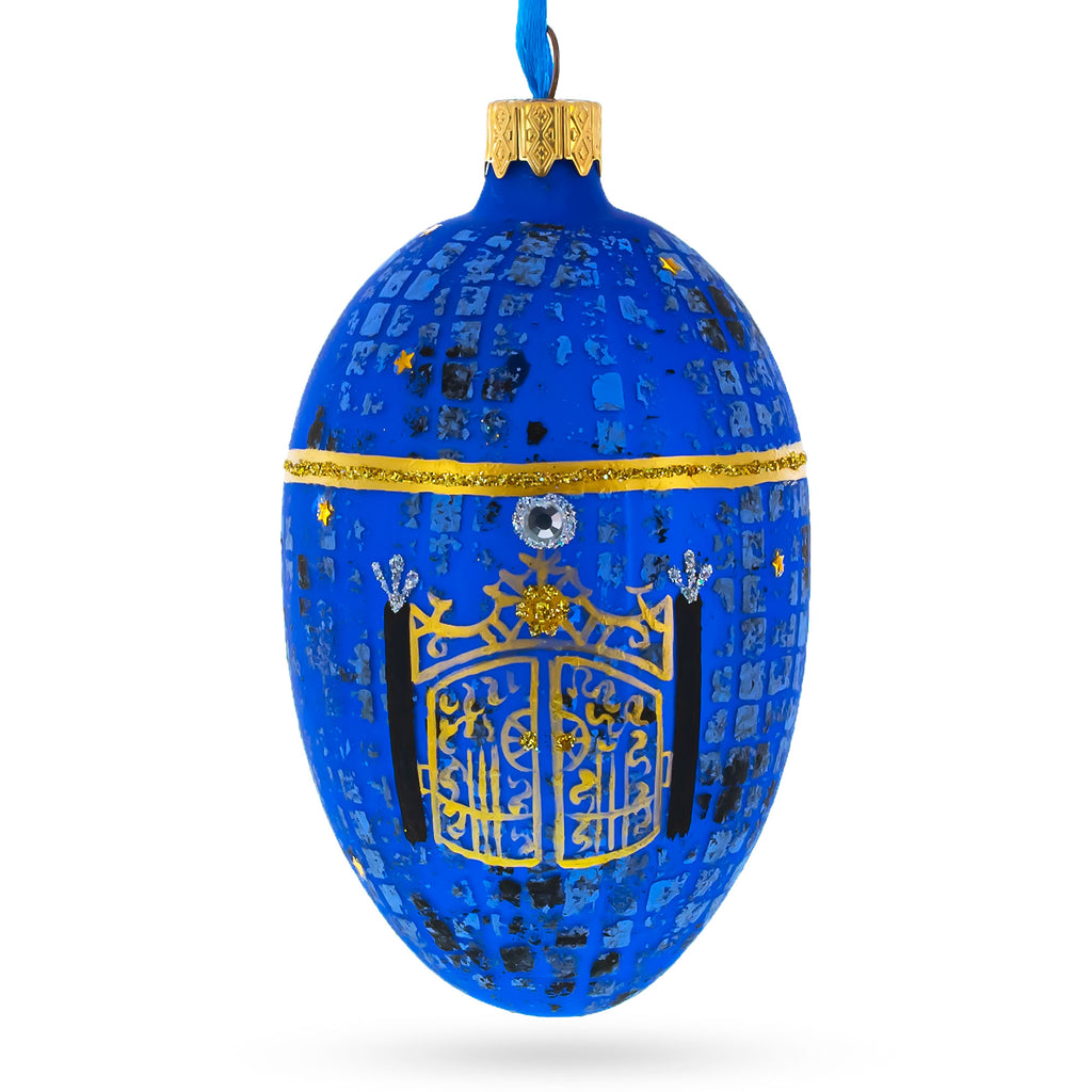 1917 Twilight Imperial Glass Egg Ornament 4 Inches in Blue color Oval
