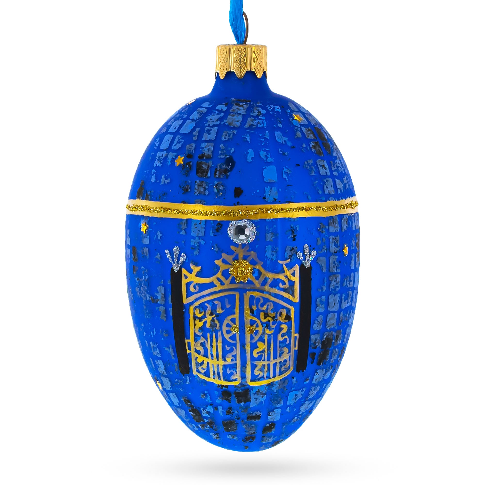 1917 Twilight Imperial Glass Egg Ornament 4 Inches in Blue color Oval